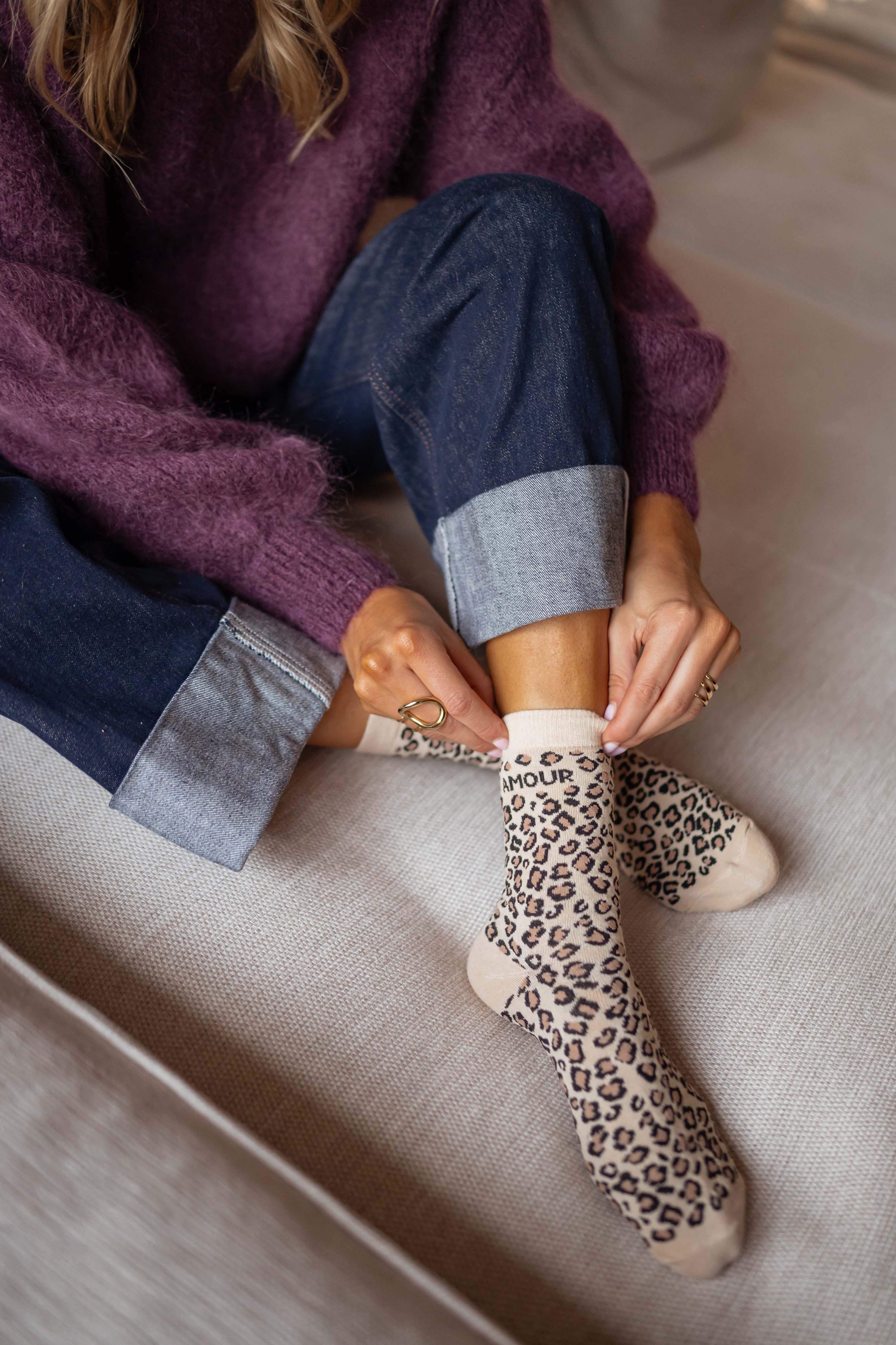 Lot De 7 Chaussettes Femmes En Coton - Motif Léopard Pour Automne/hiver - Confortables Et Anti-odeurs