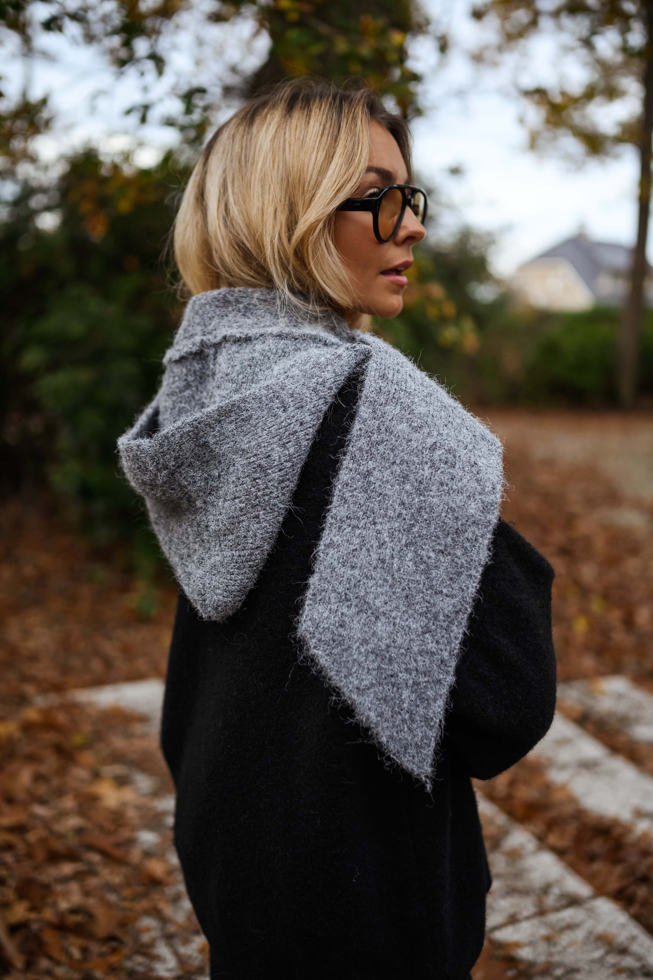 Giada Hooded Scarf - Grey - Easy Clothes