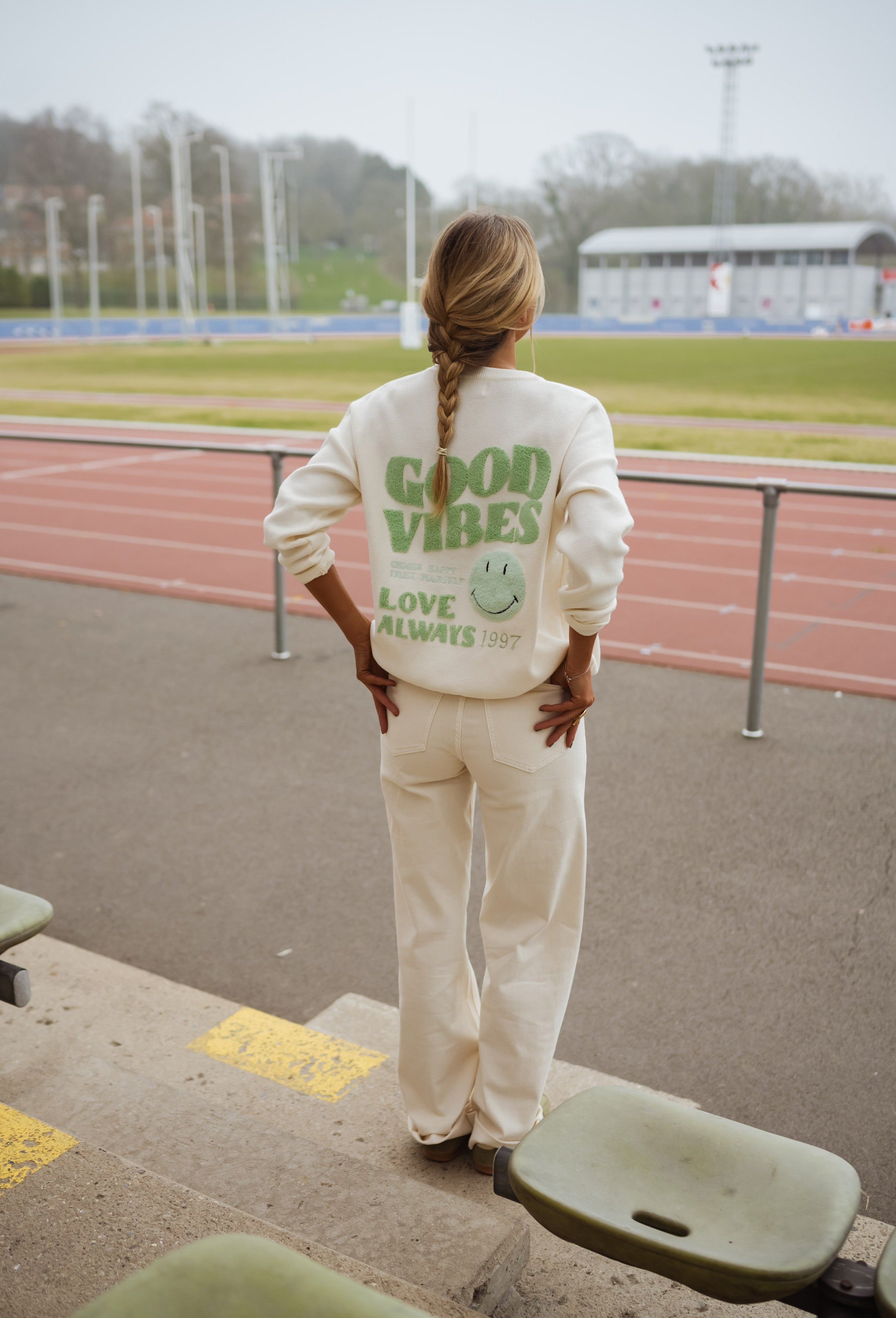 Vibes Sweater - Ecru & Green - Easy Clothes