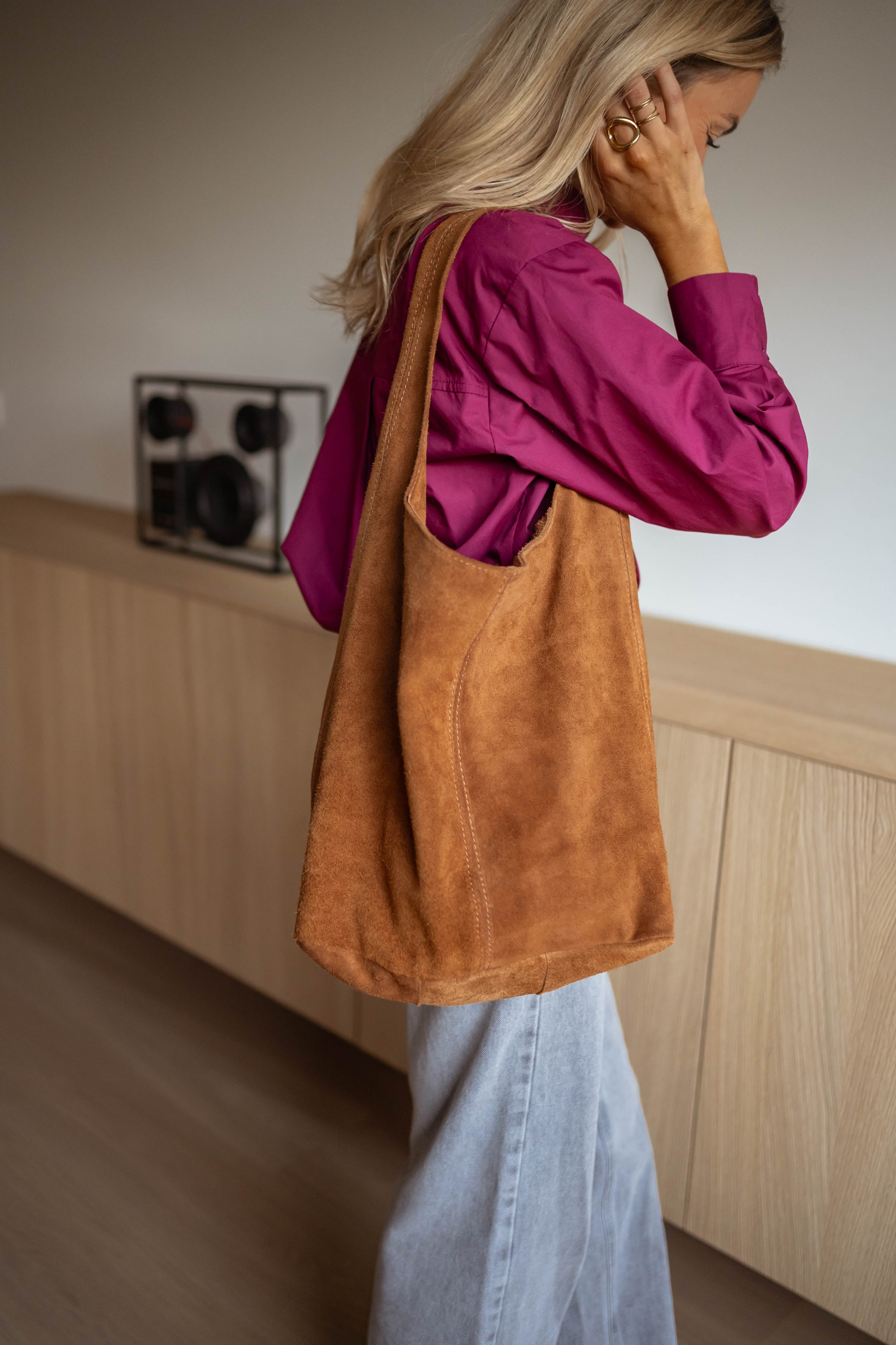 Sac Varma En Daim Camel Easy Clothes