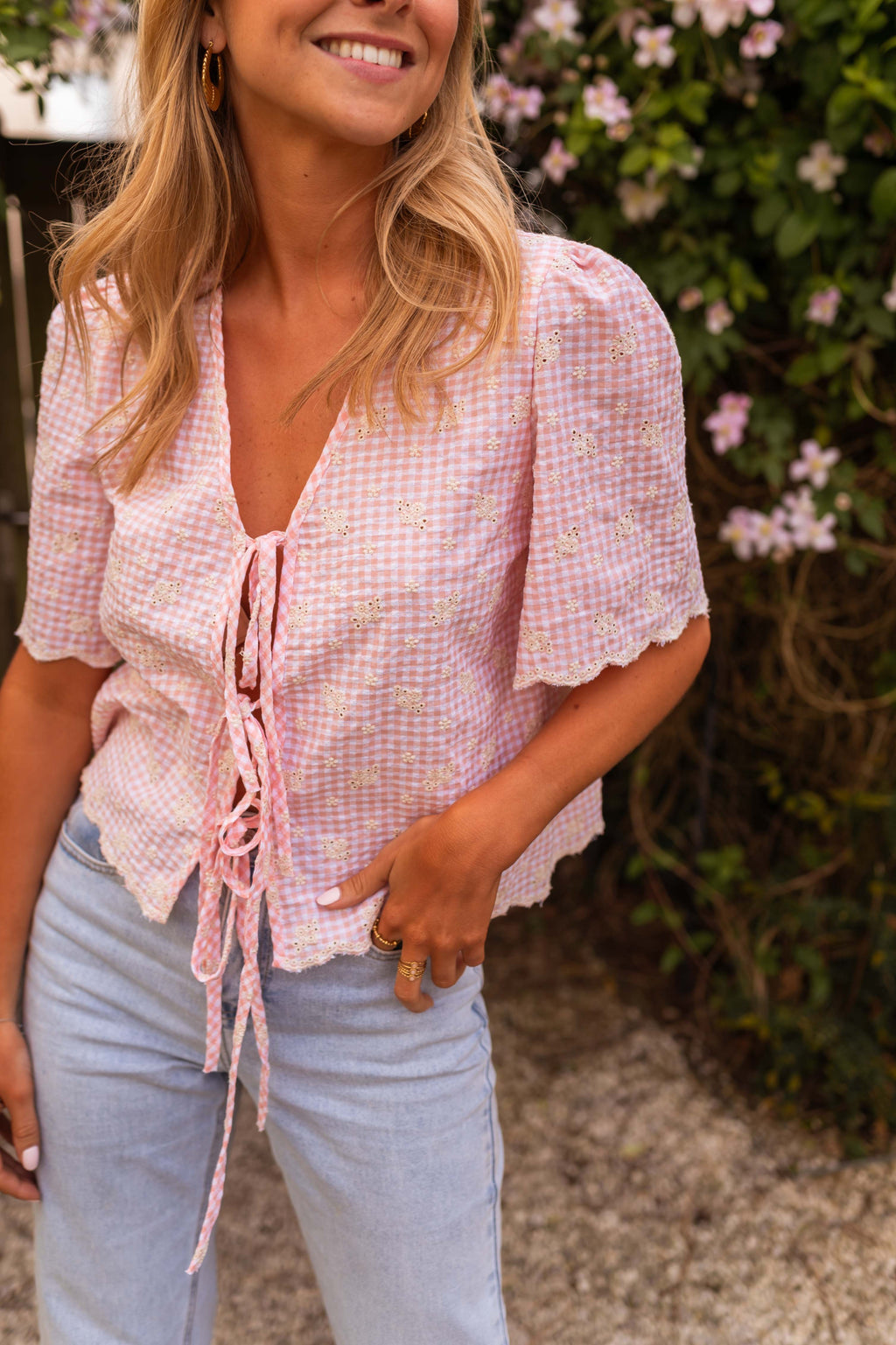 Blouse Charlotte - rose à broderie