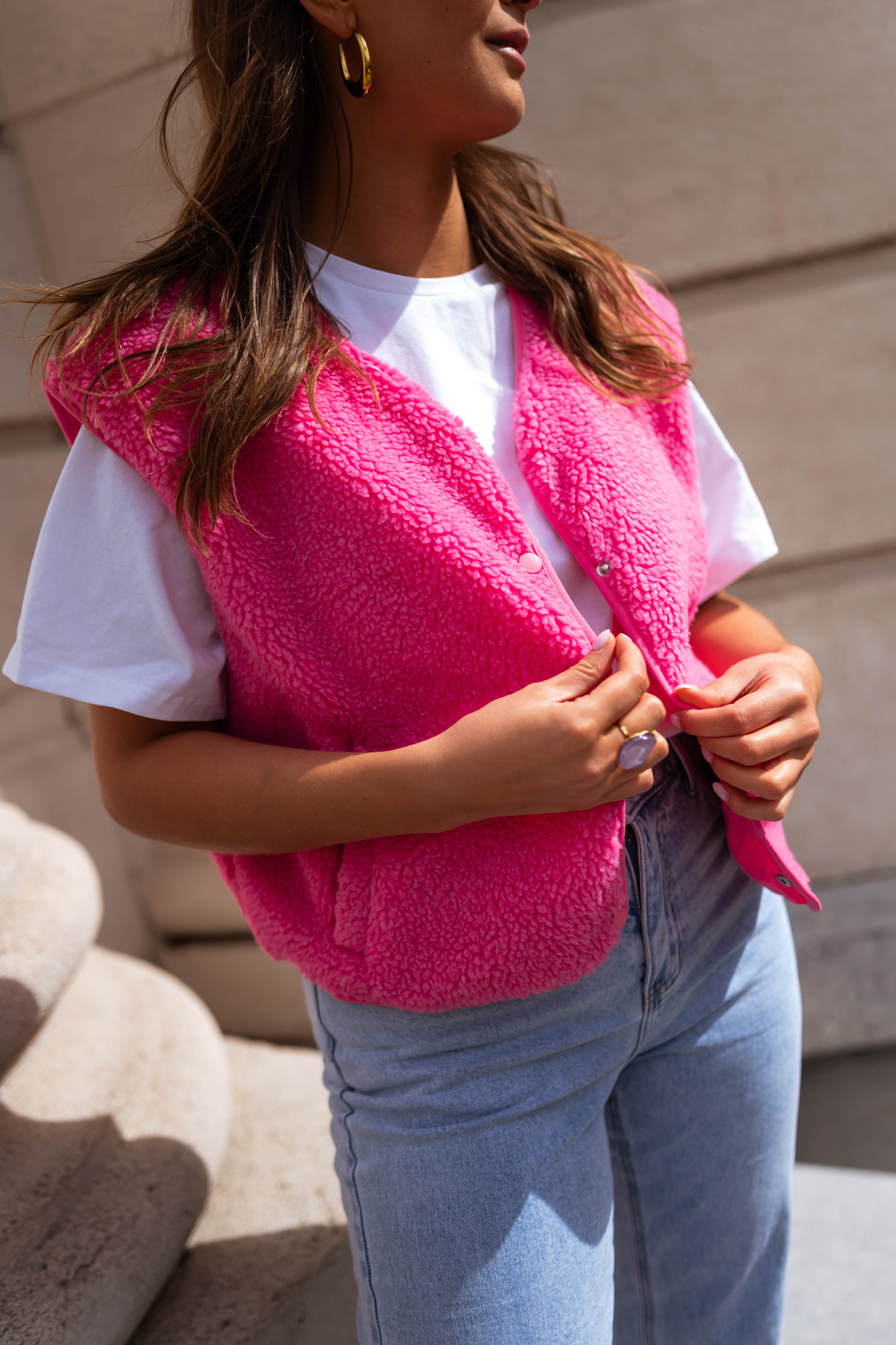 Gilet Taoh Rose Effet Mouton – Easy Clothes - Main Image