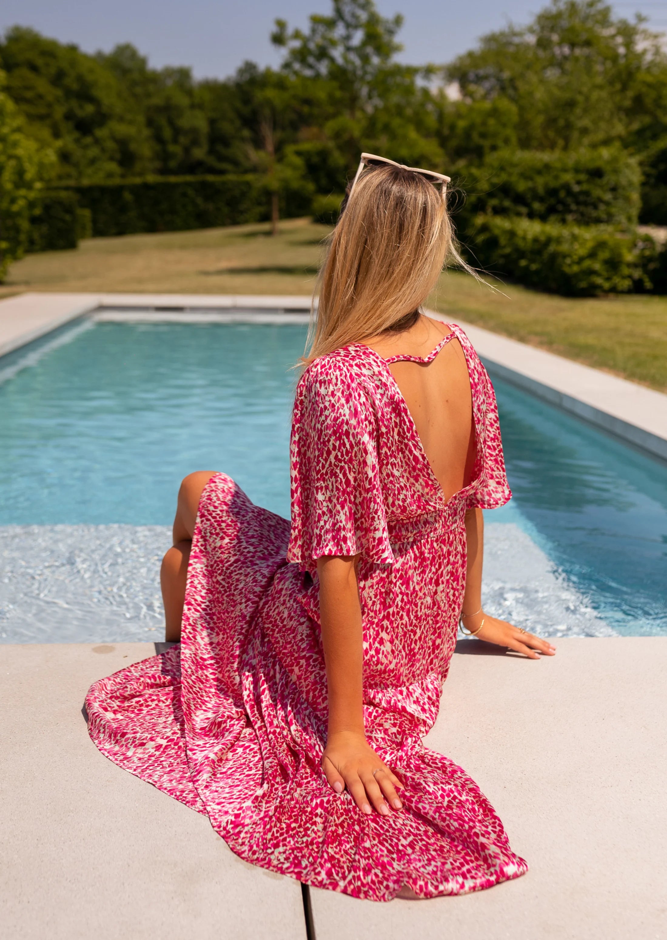 Robe Sienna rose à motifs | Robe longue colorée | Prêt-à-porter en ligne | Easy Clothes