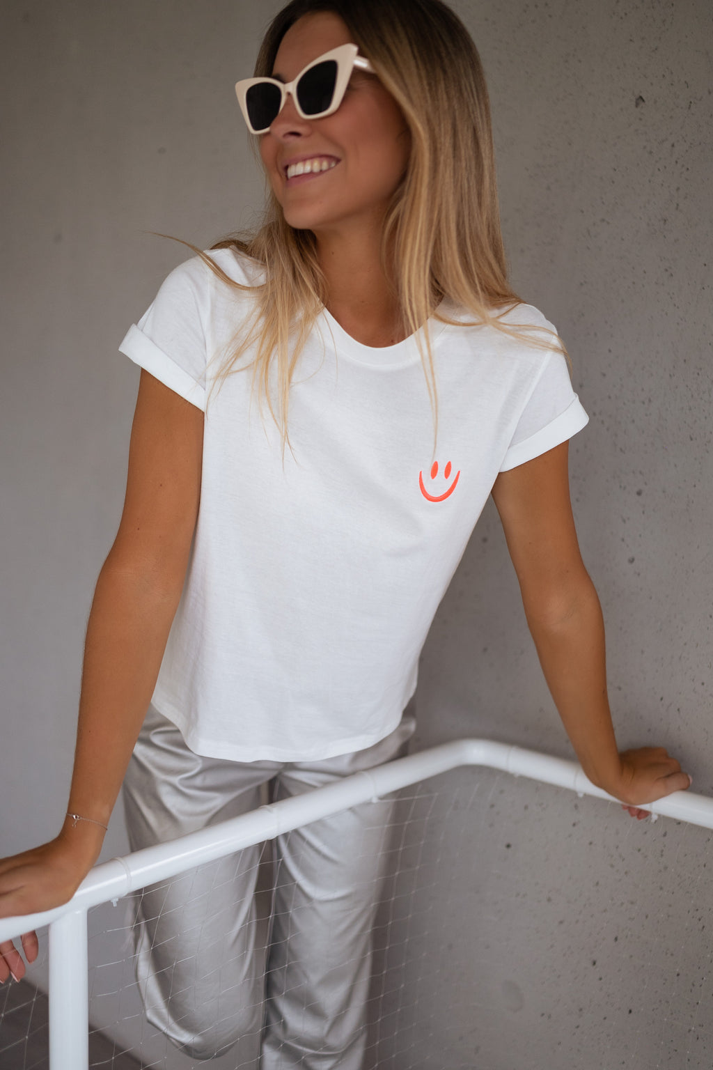 T-shirt Smiley - blanc