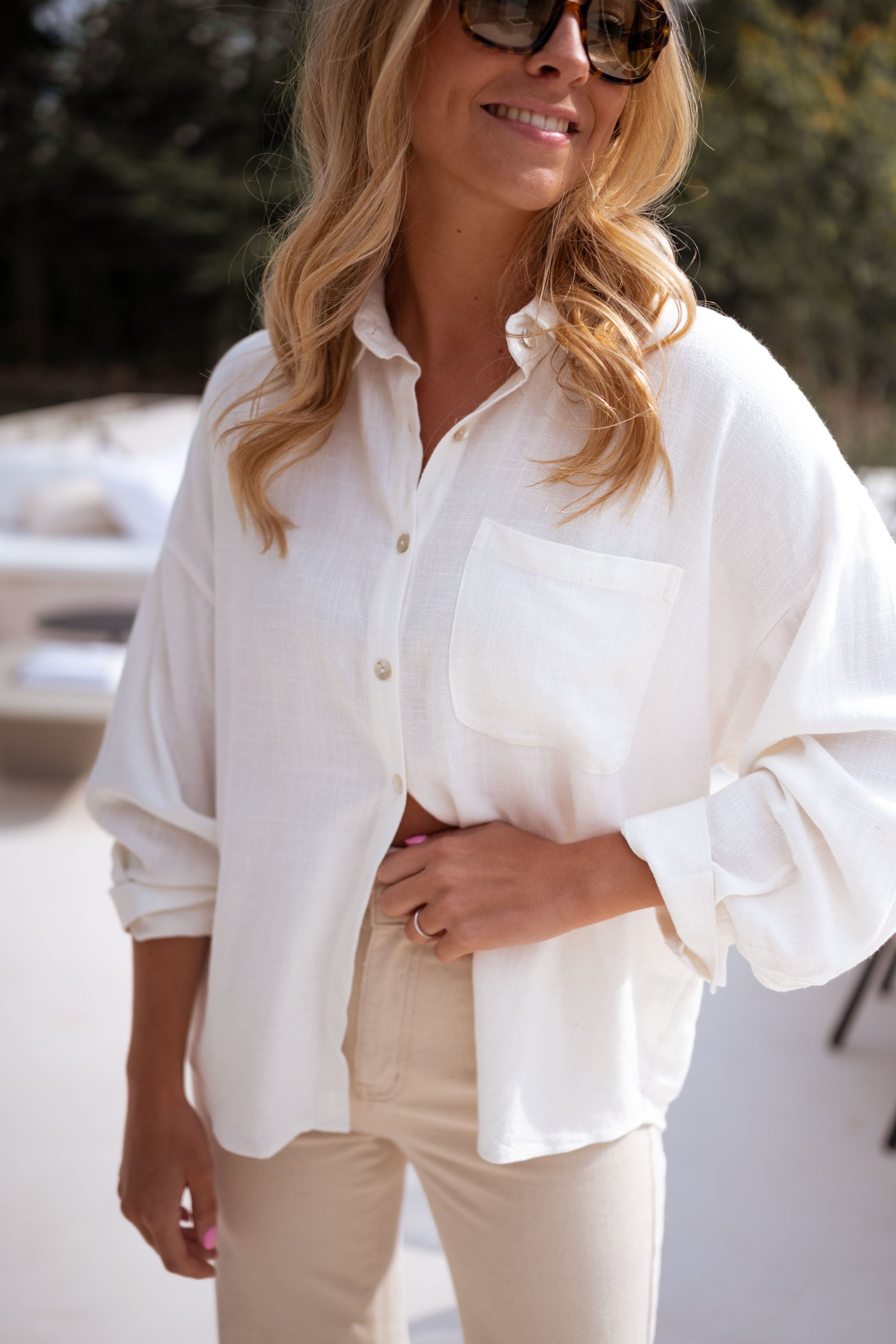 Chemise blanca crue en lin Easy Clothes