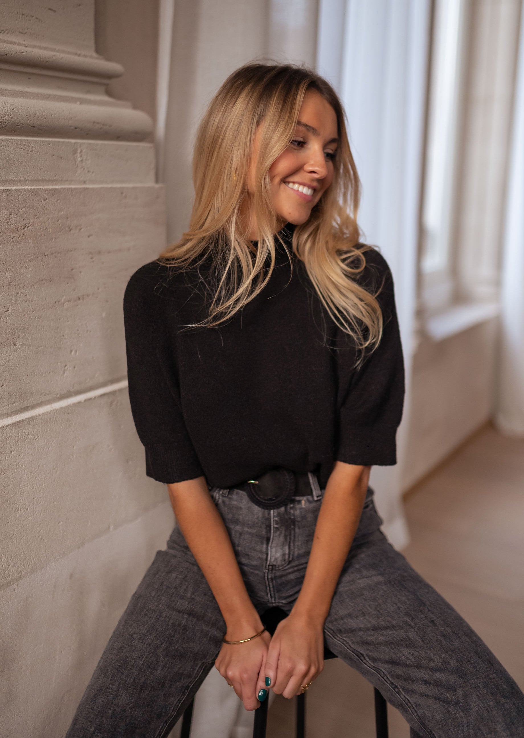 Easy Young Fashion Pull Basique En Jersey Slim Fit Pour Femme