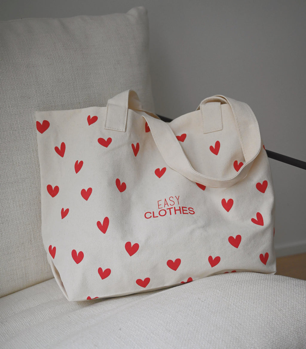 Tote bag Easy Clothes - with red hearts