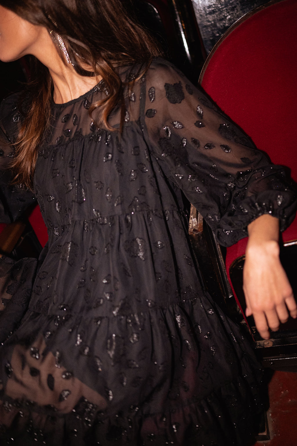 Robe Lomane - noire à motifs brillants