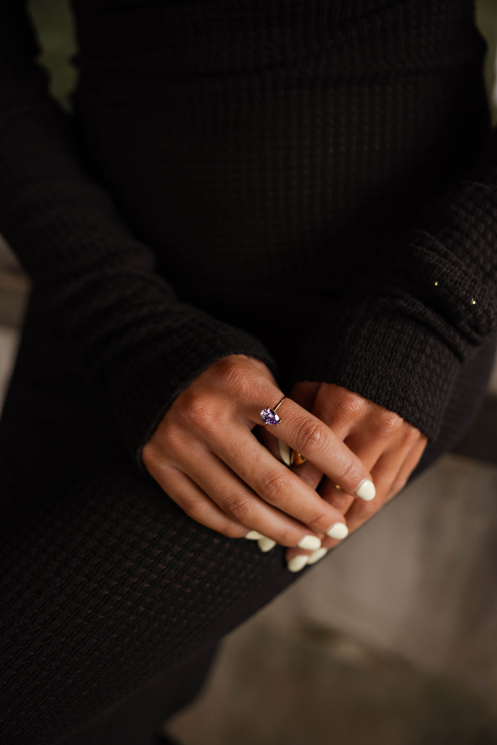 Bague Rokia - dorée et mauve