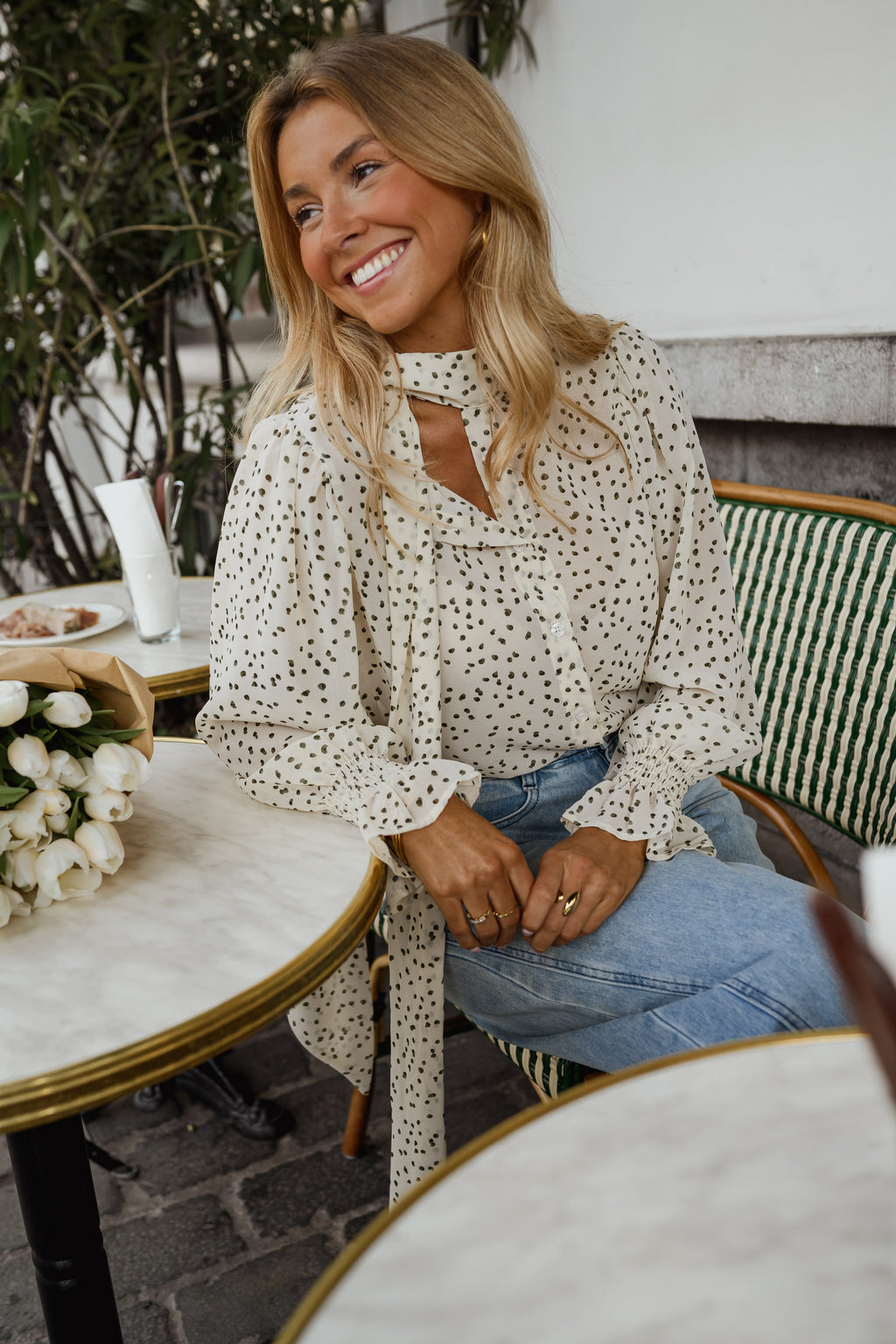 Blouse Clarissa - Ecrue A Pois - Col Lavallière – Easy Clothes