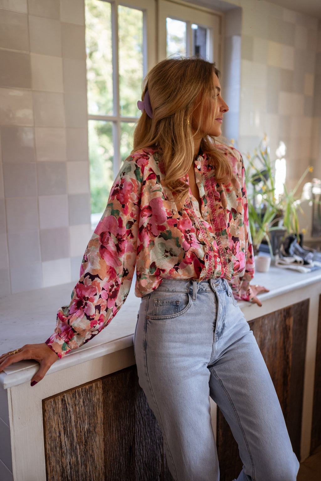 Elvina blouse - with floral patterns