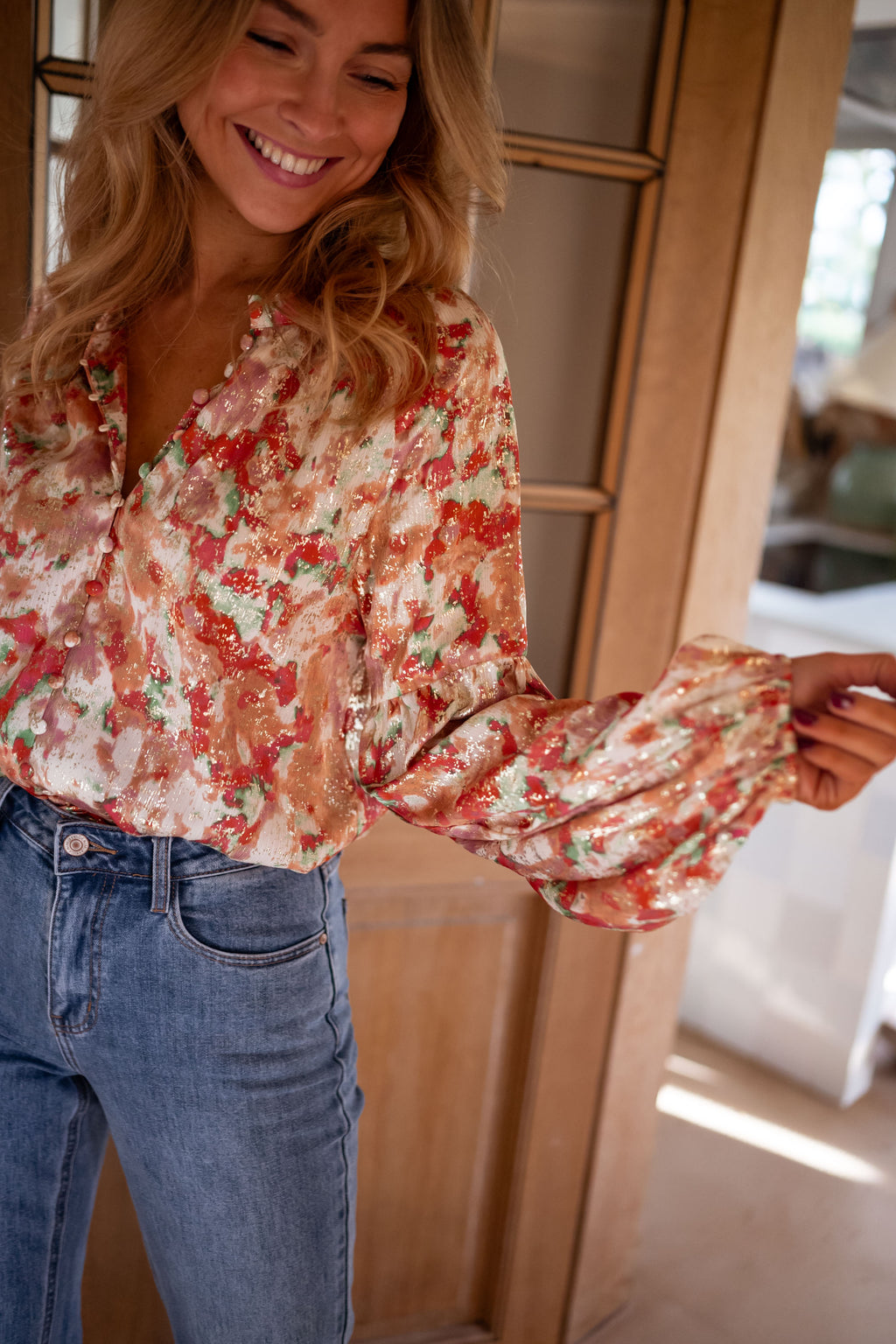 Jackson blouse - orange and green