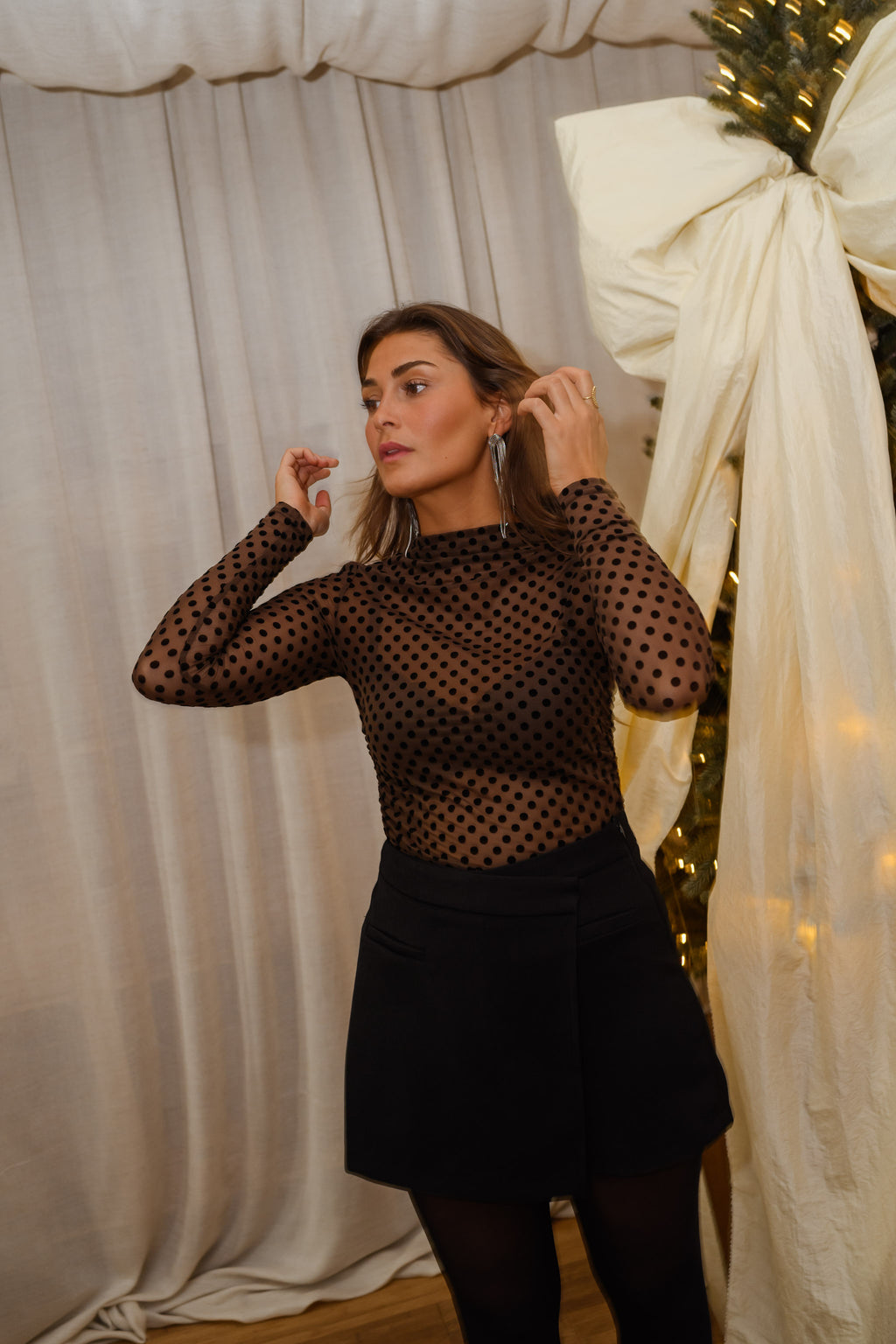 Blouse Jost - brune à pois