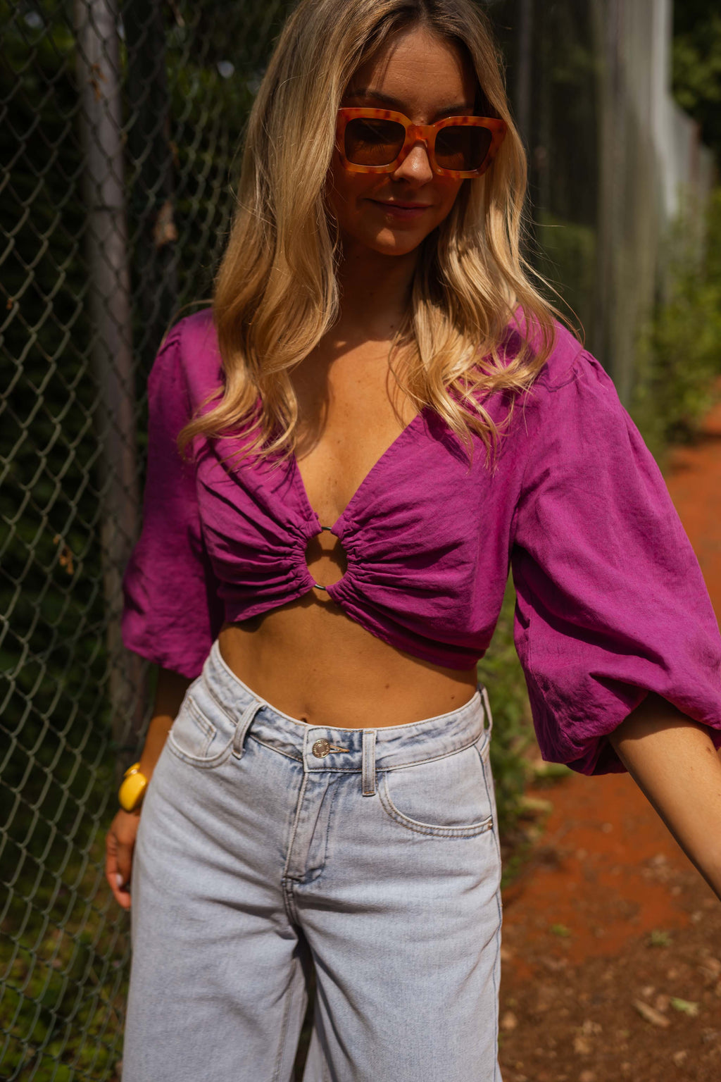 Blouse Kelya - mauve en lin