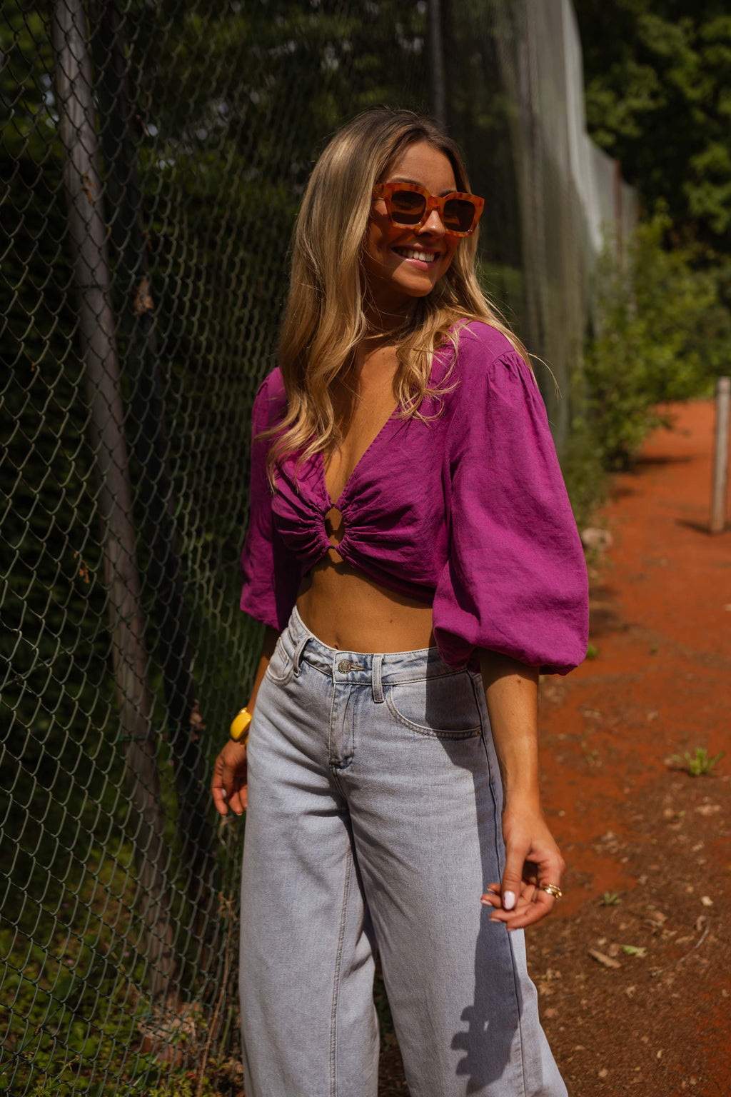 Blouse Kelya - mauve en lin