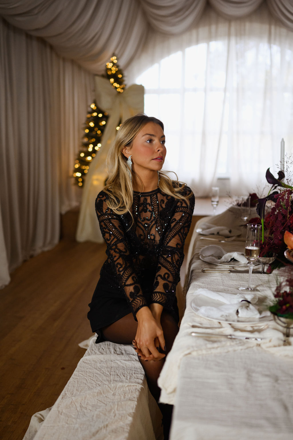 Blouse Lea - noire à perles