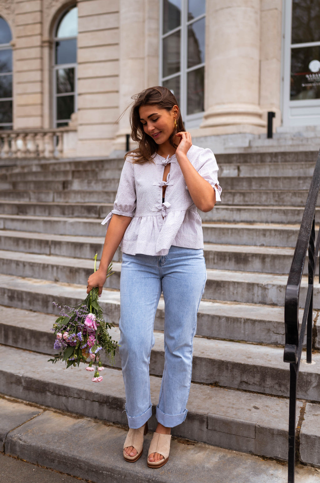 Myral blouse - lilac gingham