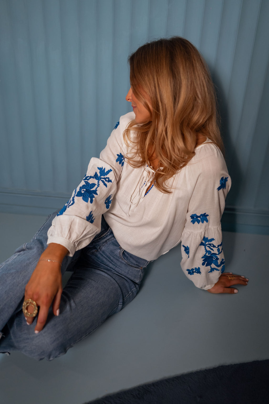 Blouse Shauny - écrue et bleue