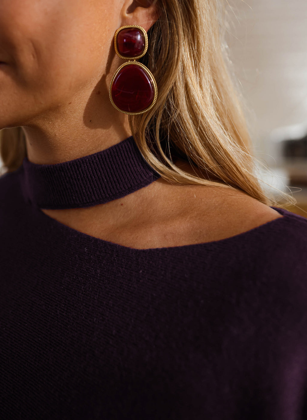 Boucles d'oreilles Clay - bordeaux