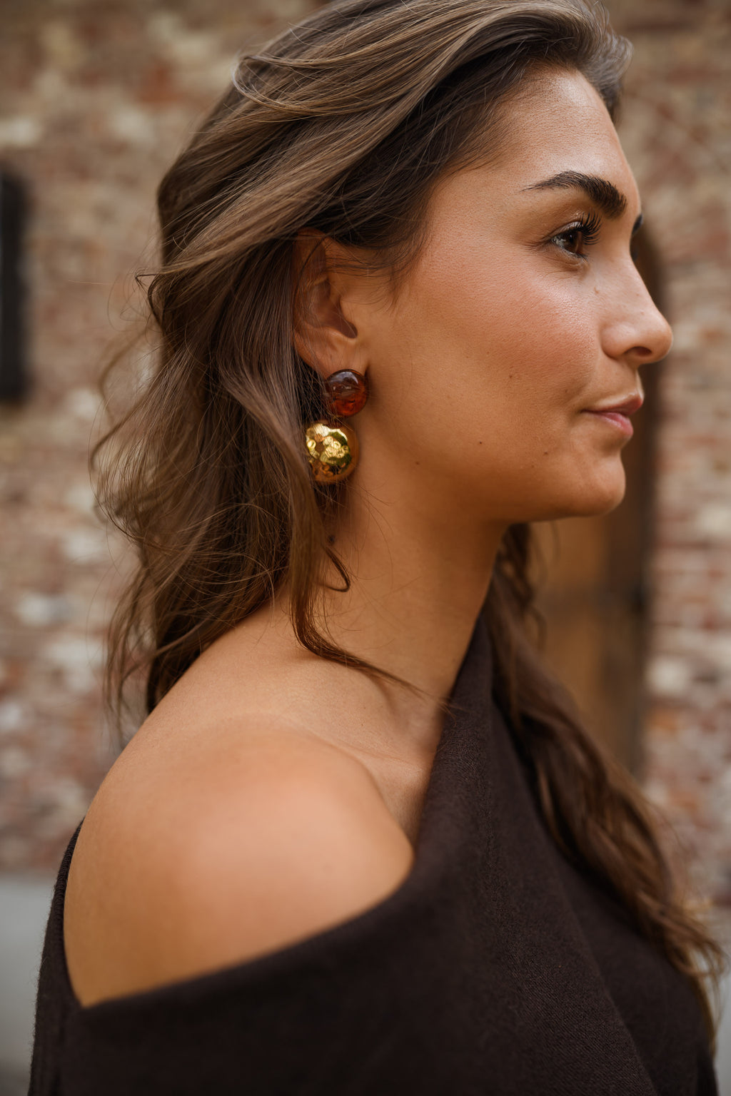 Boucles d’oreilles Joal - dorées et brunes