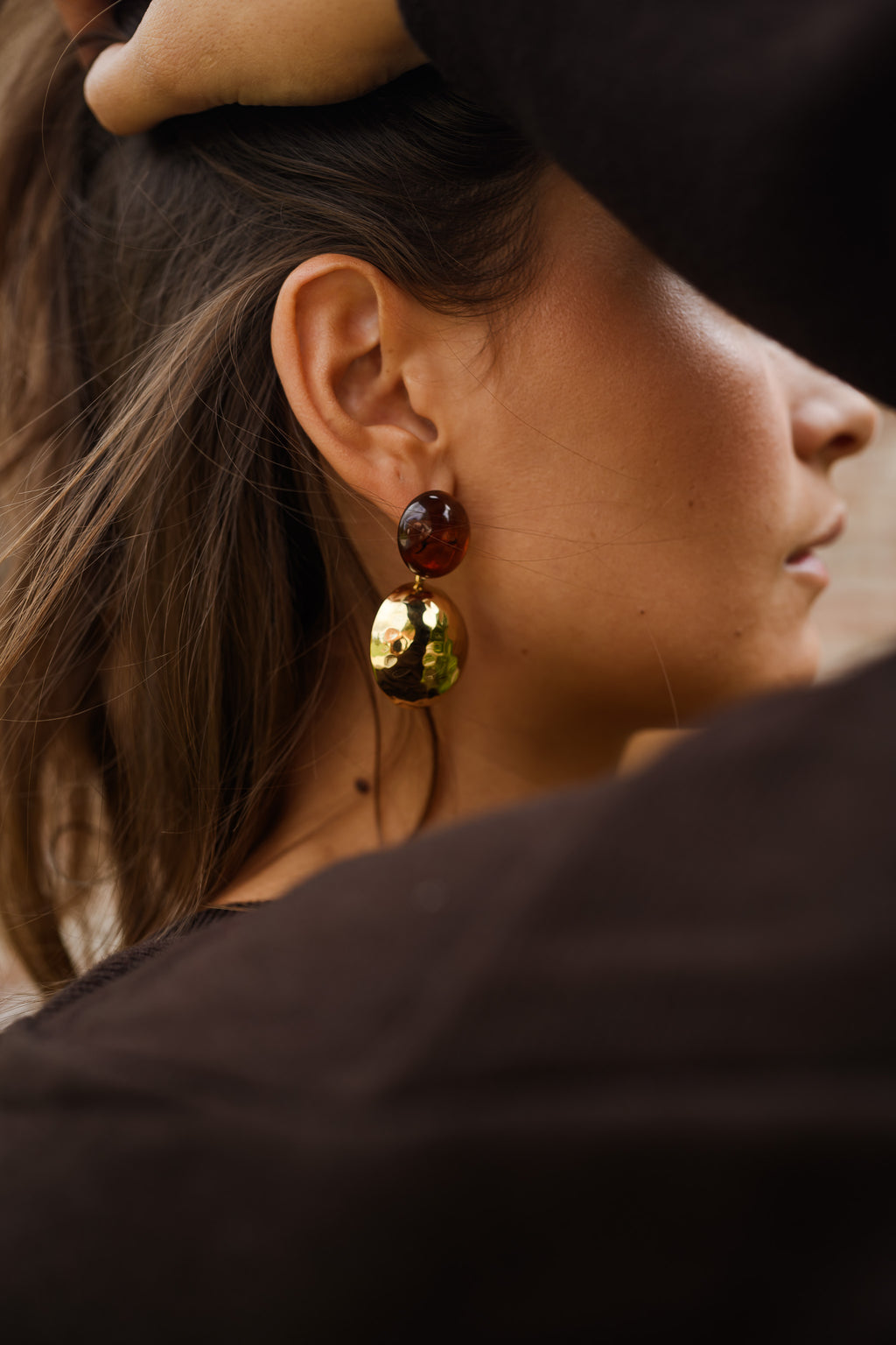 Boucles d’oreilles Joal - dorées et brunes