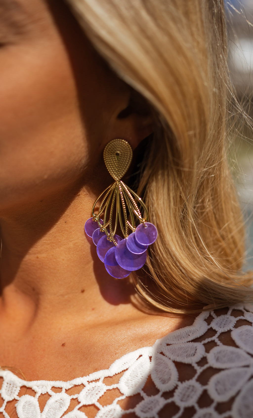 Saila earrings - golden & purple