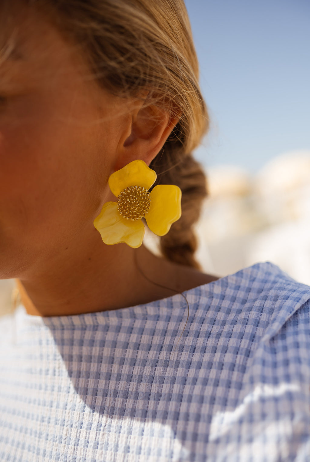 Boucles d’oreilles Blume - jaune et dorée