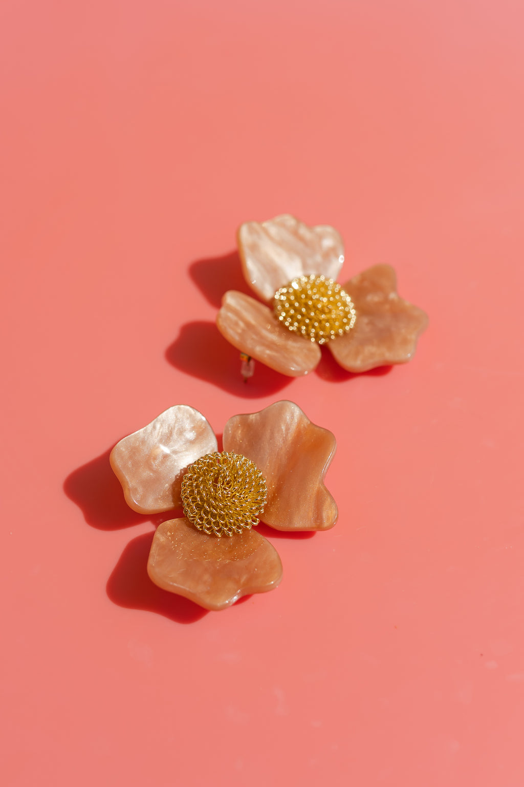 Boucles d’oreilles Blume - rose et dorée