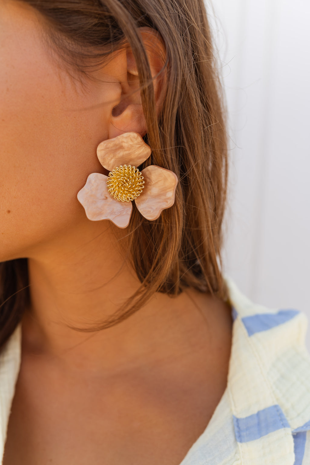 Boucles d’oreilles Blume - rose et dorée