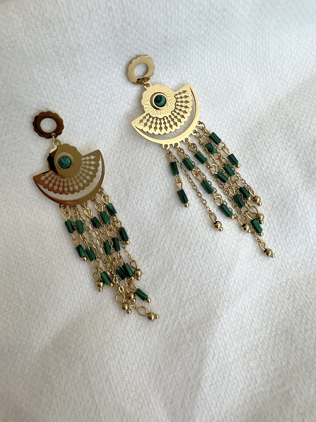 Earrings Sido - Golden and green 