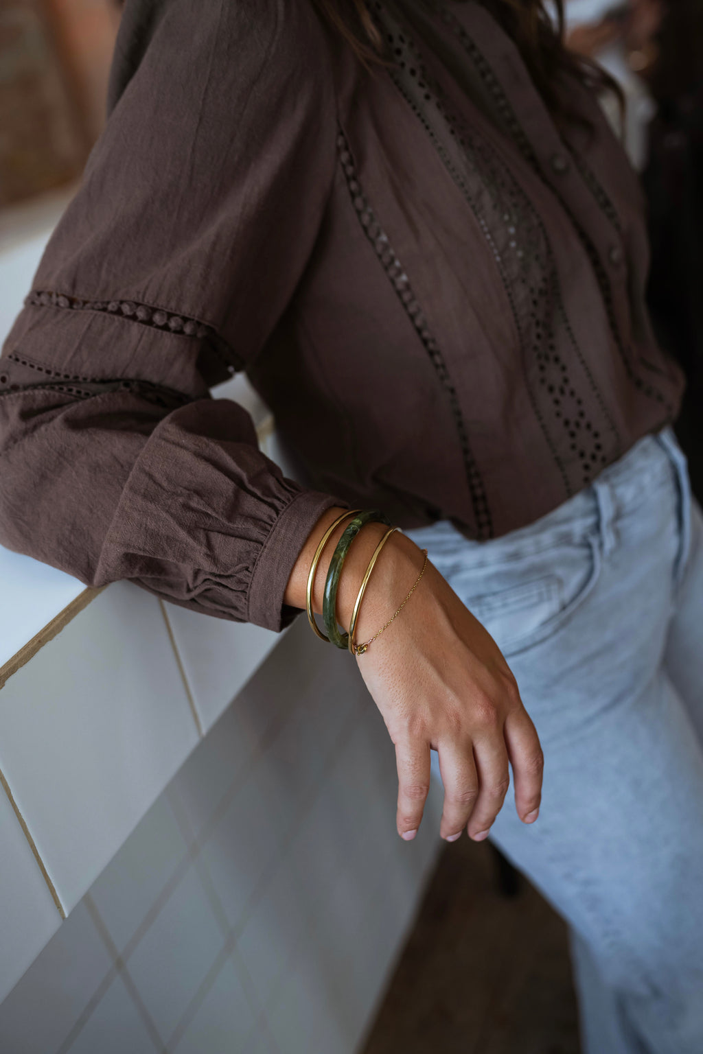 Bracelets Laria - verts et dorés