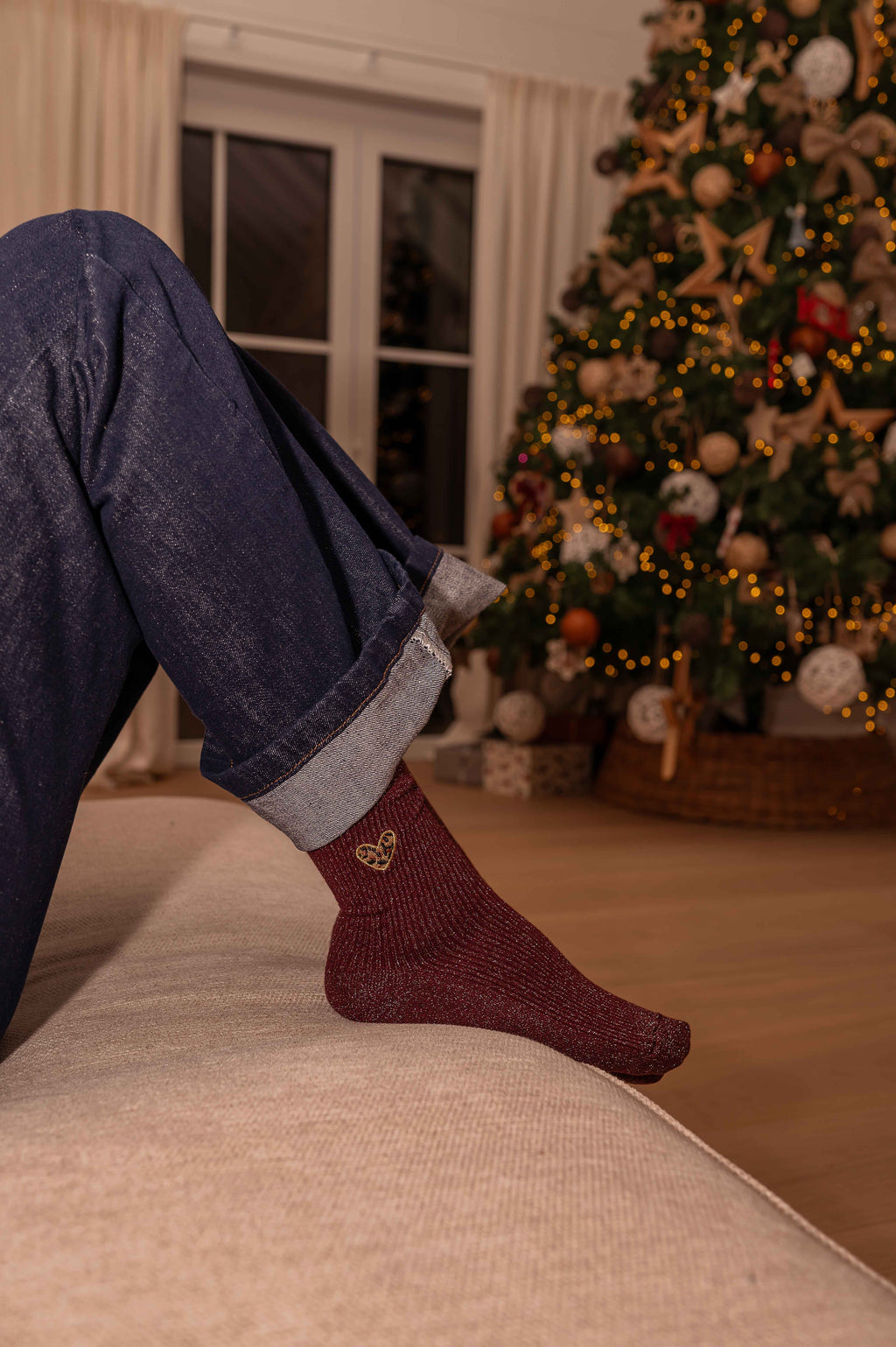 Bicy socks - burgundy glitter