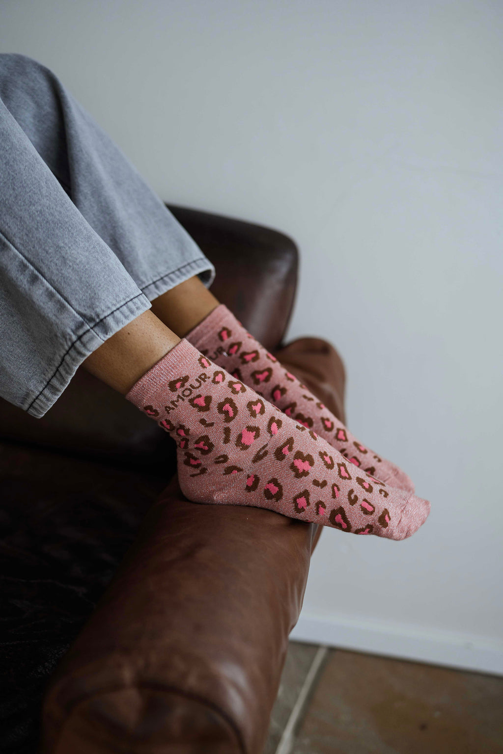 Chaussettes Bosca - léopard rose