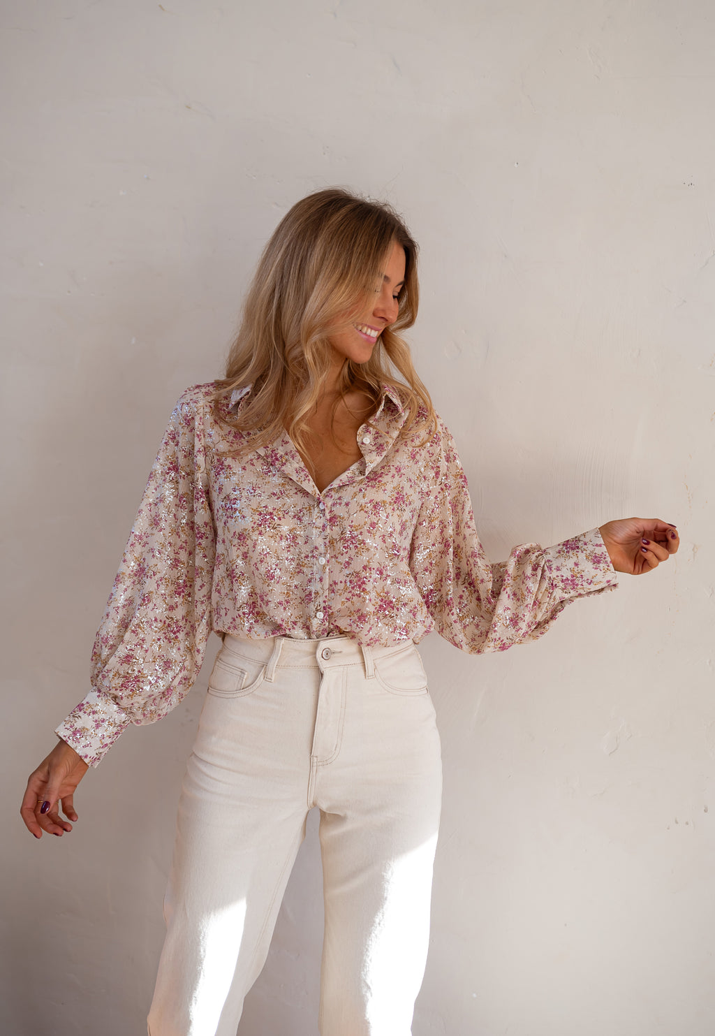 Chemise Nara - beige et rose