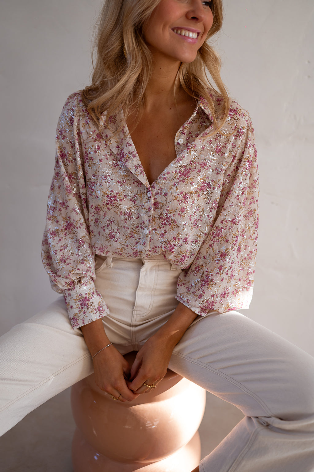 Chemise Nara - beige et rose