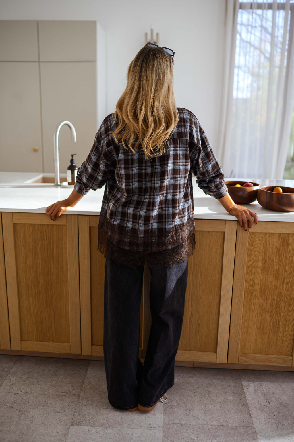 Chemise Netta - bleue et brune à carreaux