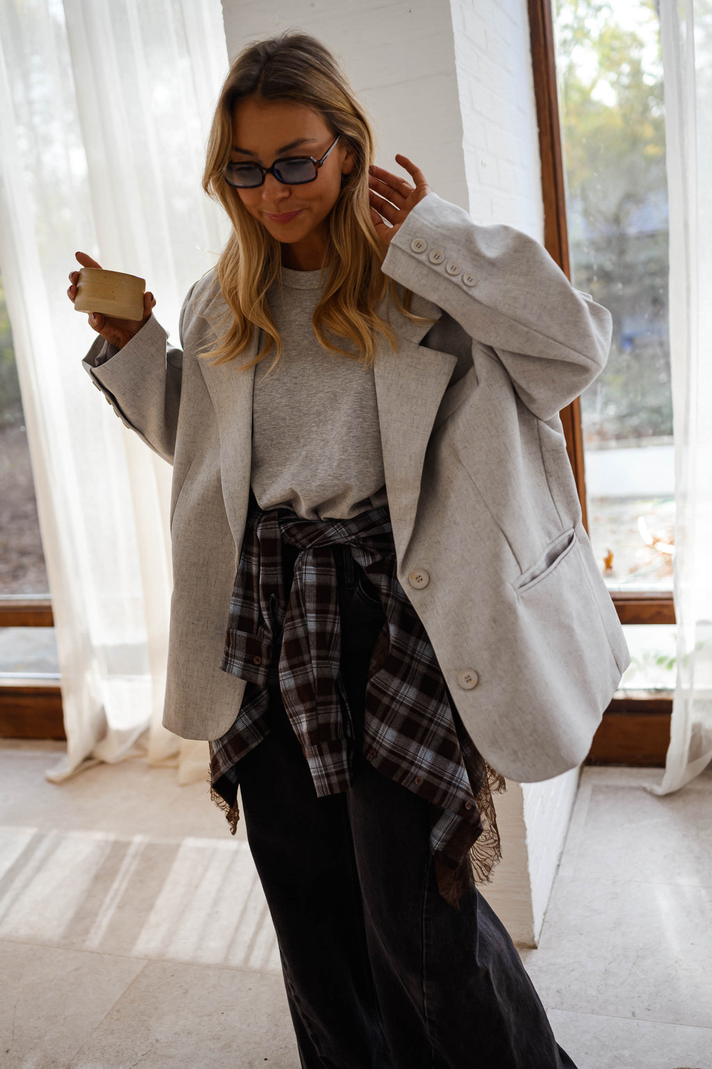 Chemise Netta - bleue et brune à carreaux