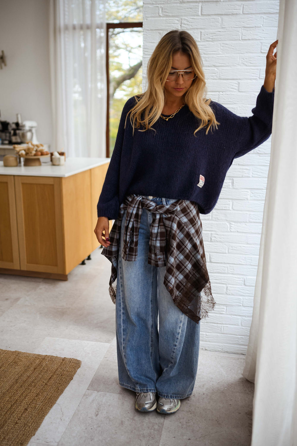 Chemise Netta - bleue et brune à carreaux