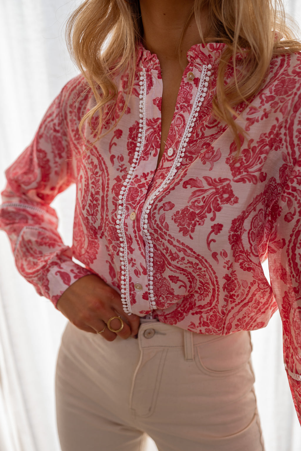 Chemise Othan - rouge et rose