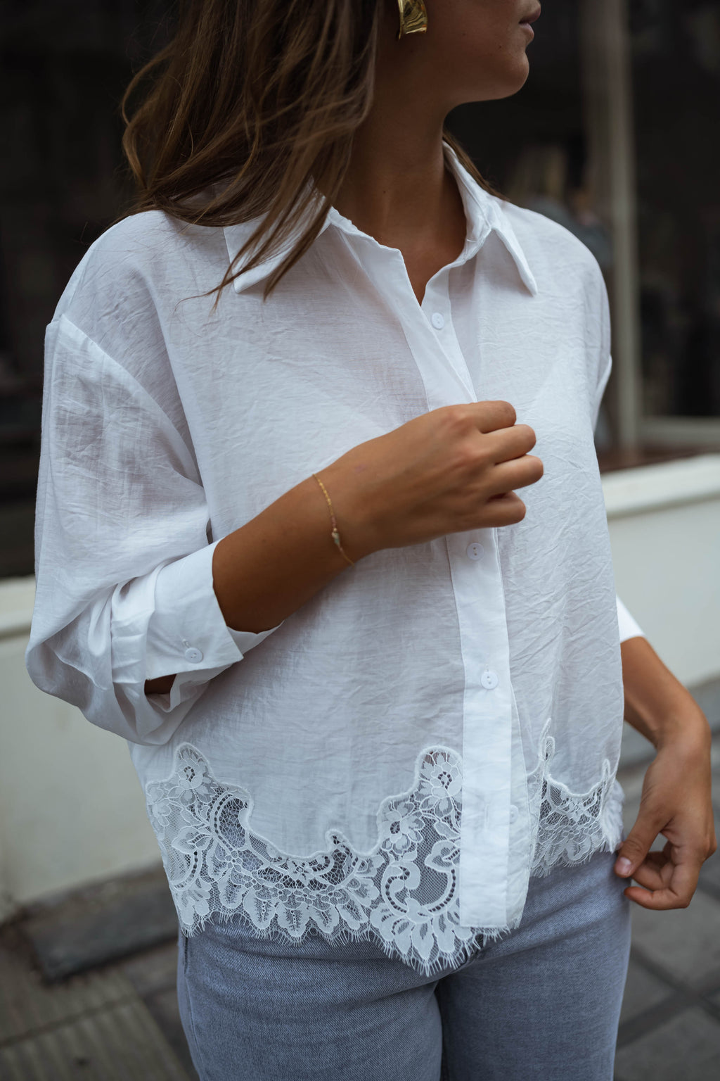 Chemise Ivan - écrue à dentelle