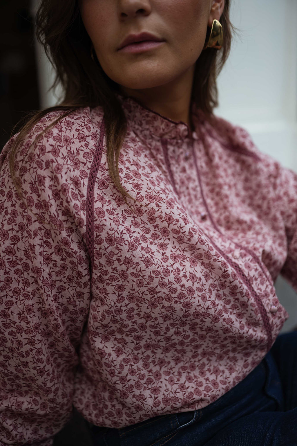 Chemise Natacha - rose à motifs