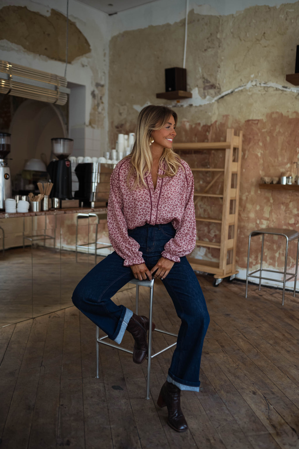 Chemise Natacha - rose à motifs