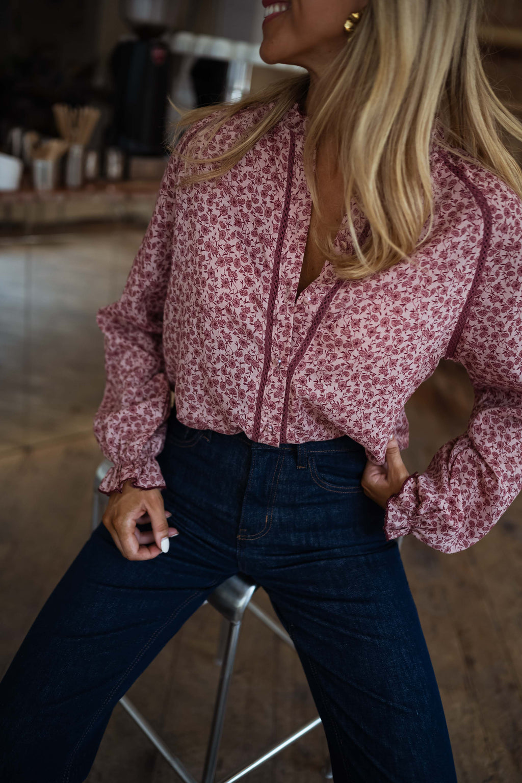 Chemise Natacha - rose à motifs