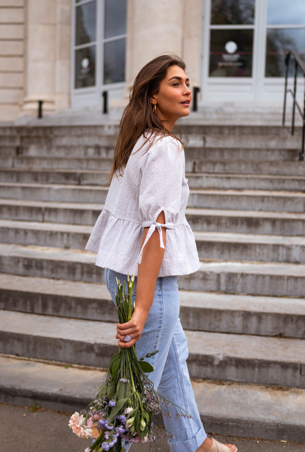 Myral blouse - lilac gingham