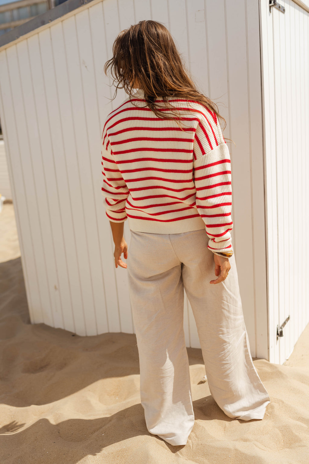 Charles cardigan - ecru and red