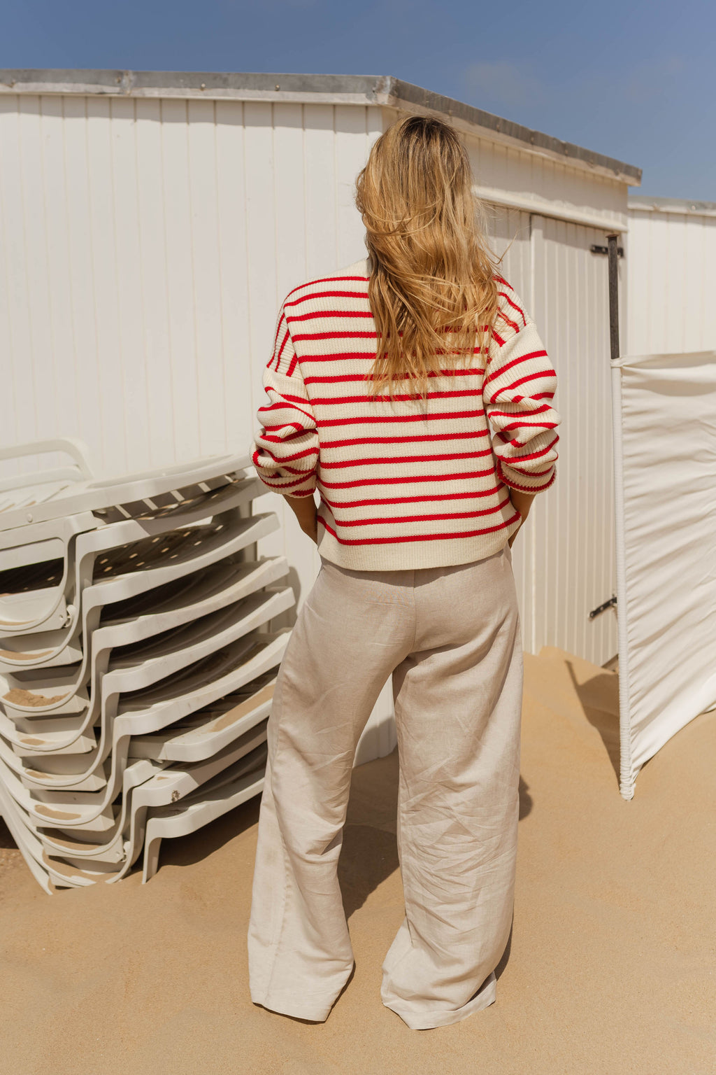 Charles cardigan - ecru and red