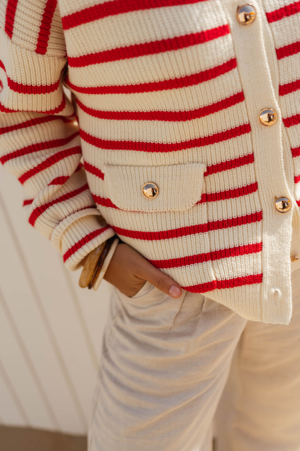 Charles cardigan - ecru and red
