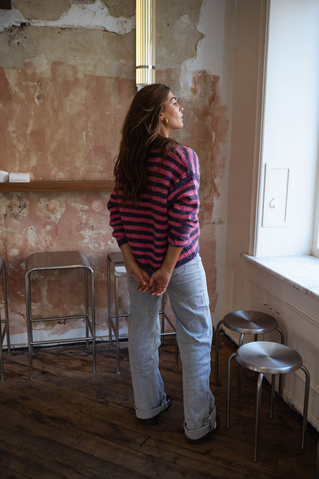 Gilet Cybelle - rose et mauve à lignes