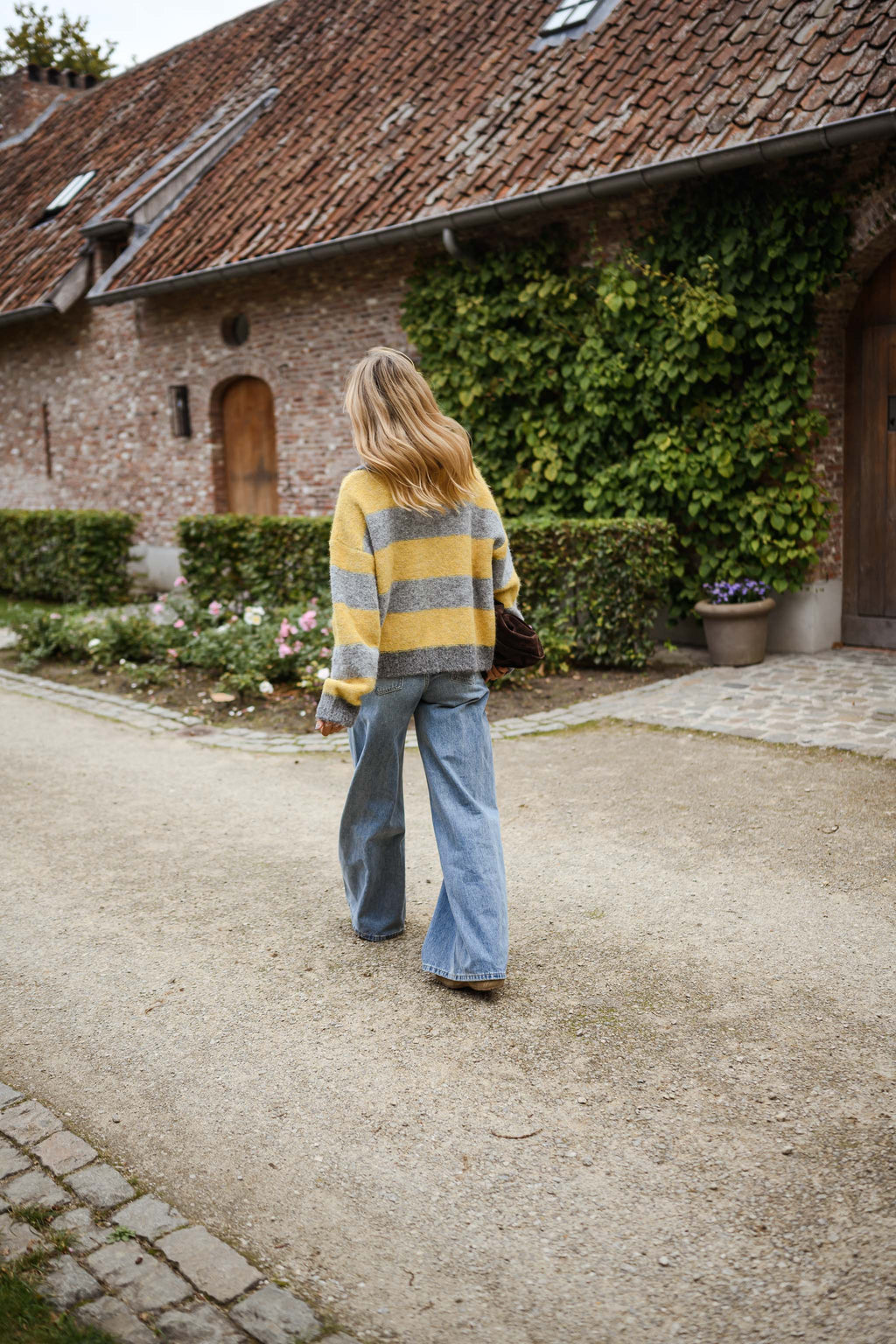 Mayfair cardigan - grey and yellow