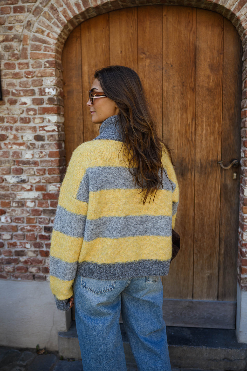 Mayfair cardigan - grey and yellow